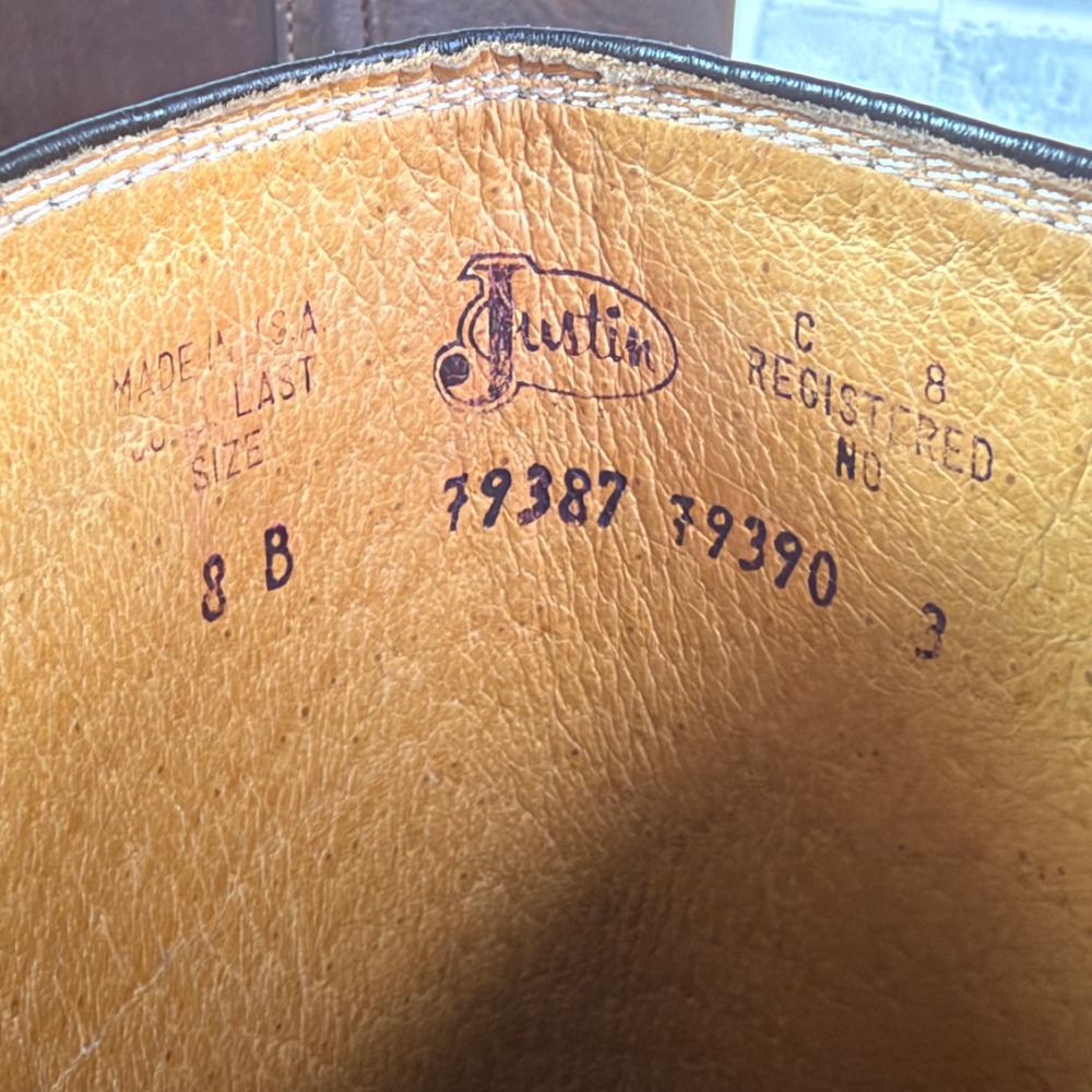 Justin Riding Tall Western Cowgirl Boots Solid Brown Womens 8 B - Picture 8 of 8